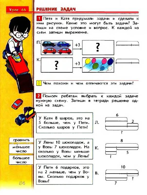 Решение задач с помощью схем 1 класс