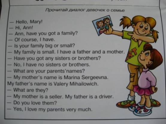 Рассказ про семью на английском 3 класс с переводом по образцу