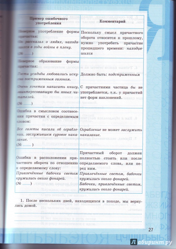 рабочая тетрадь по русскому 7 класс к учебнику