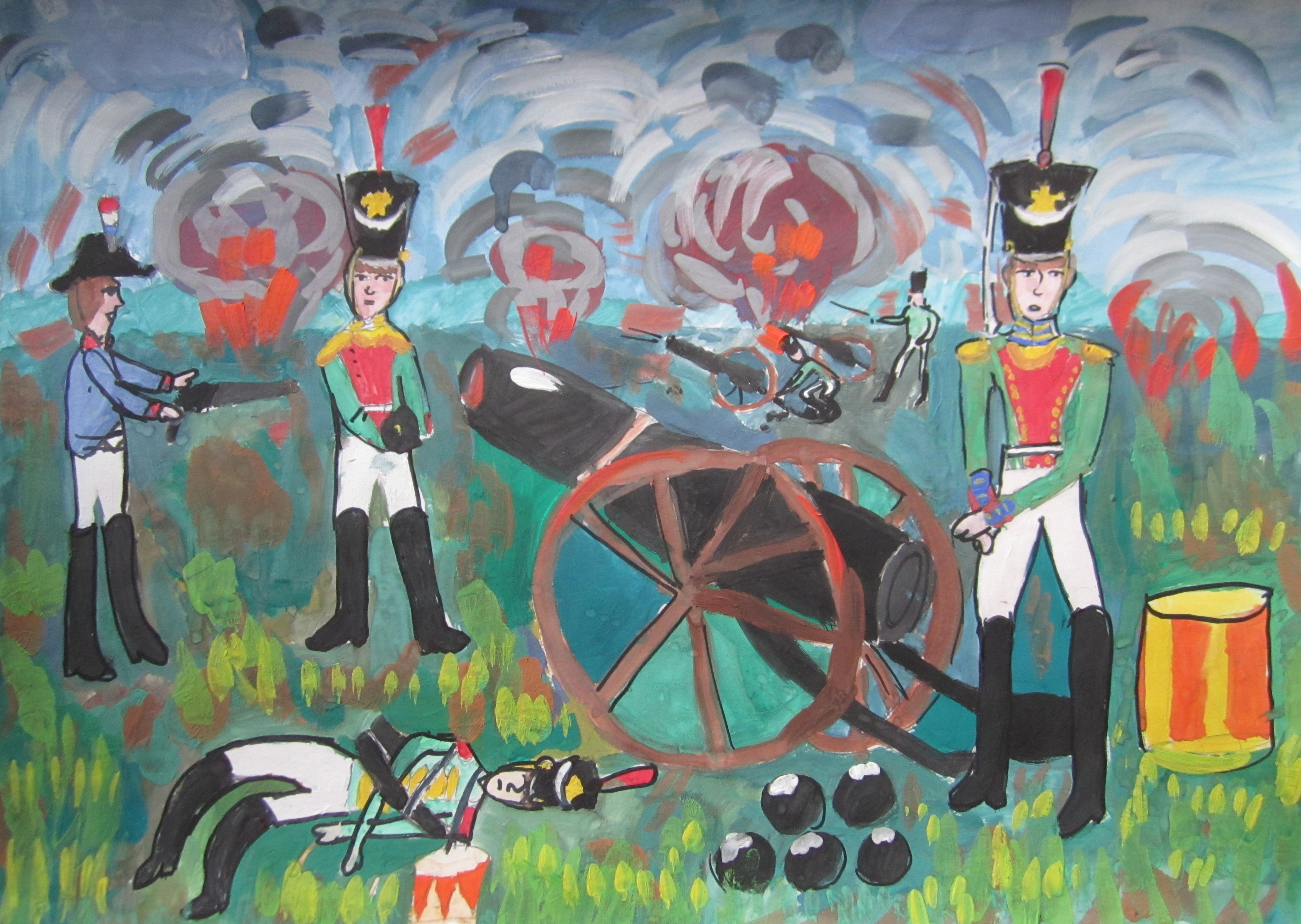 Детские рисунки Бородинской битвы