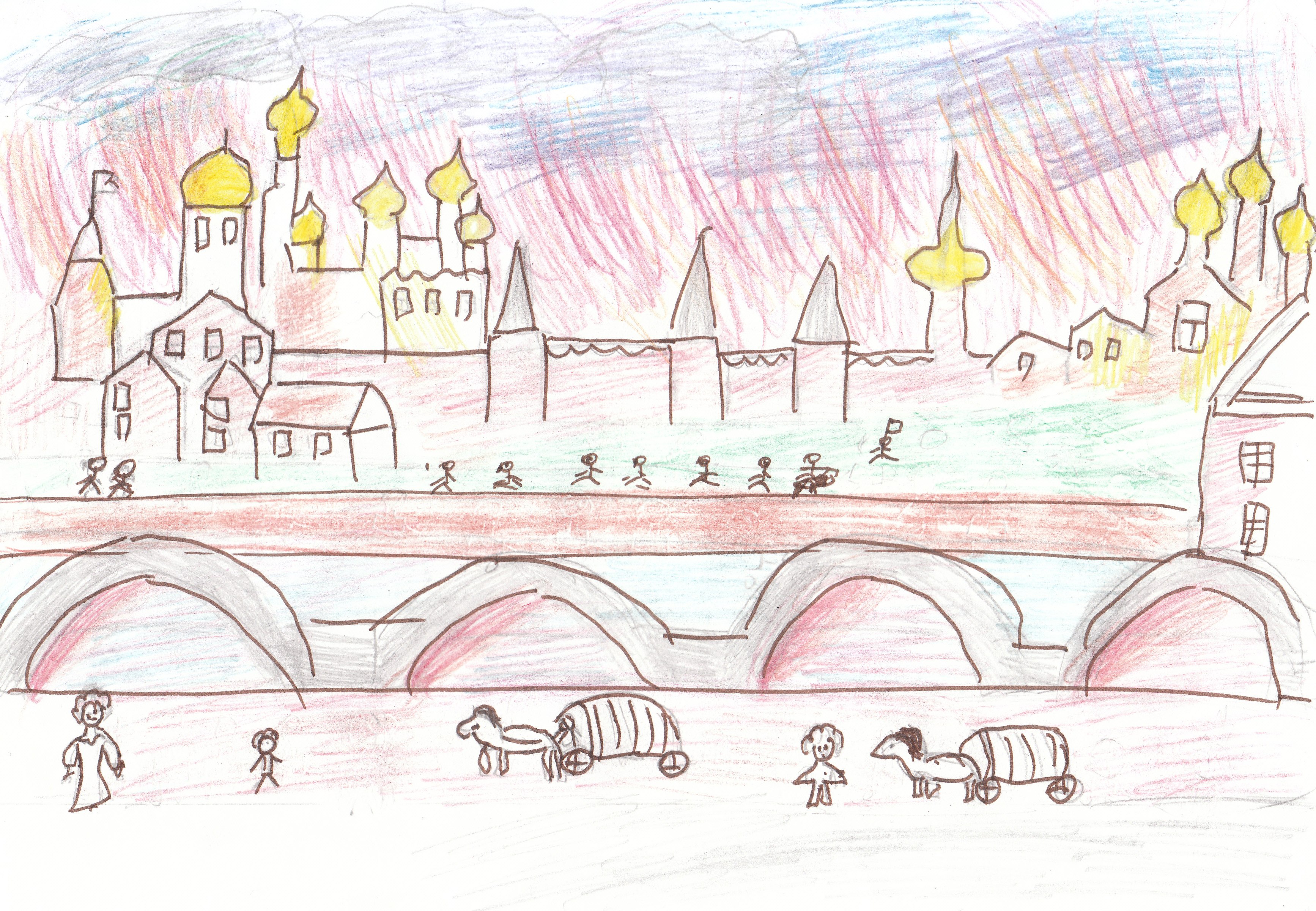 Детские рисунки старинного города