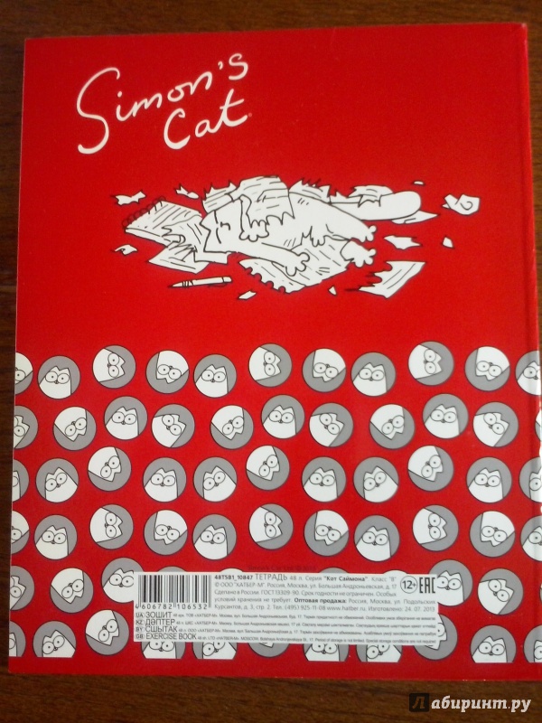 Иллюстрация 6 из 7 для Тетрадь в клетку "Simon's Cat", 48 листов, А5 (48Т5В1) | Лабиринт - канцтовы. Источник: Олюсик