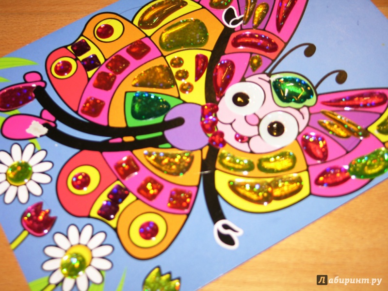 Иллюстрация 6 из 8 для Аппликация. Блестящая картинка "Бабочка" (2808) | Лабиринт - игрушки. Источник: СветланаС