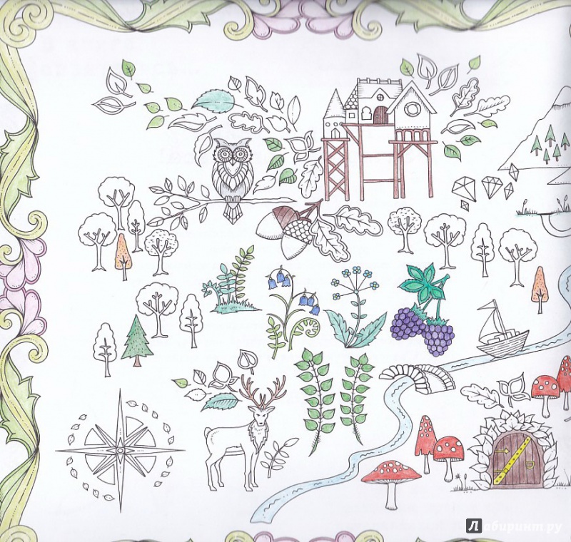 Иллюстрация 66 из 199 для Зачарованный лес. Книга для творчества и вдохновения - Джоанна Бэсфорд | Лабиринт - книги. Источник: Лабиринт