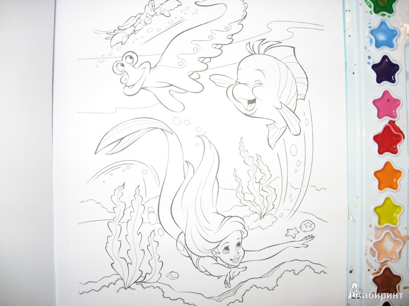 Иллюстрация 5 из 8 для Русалочка. Морская история. Раскраски и краски | Лабиринт - книги. Источник: B
