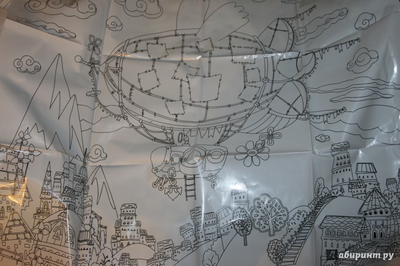 Иллюстрация 2 из 2 для Напольная раскраска "Летающие звери. Полет над городом" (57299) | Лабиринт - книги. Источник: Кабанова  Ксения Викторовна