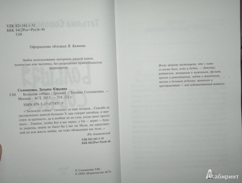 Иллюстрация 4 из 27 для Большая собака - Татьяна Соломатина | Лабиринт - книги. Источник: Леонид Сергеев
