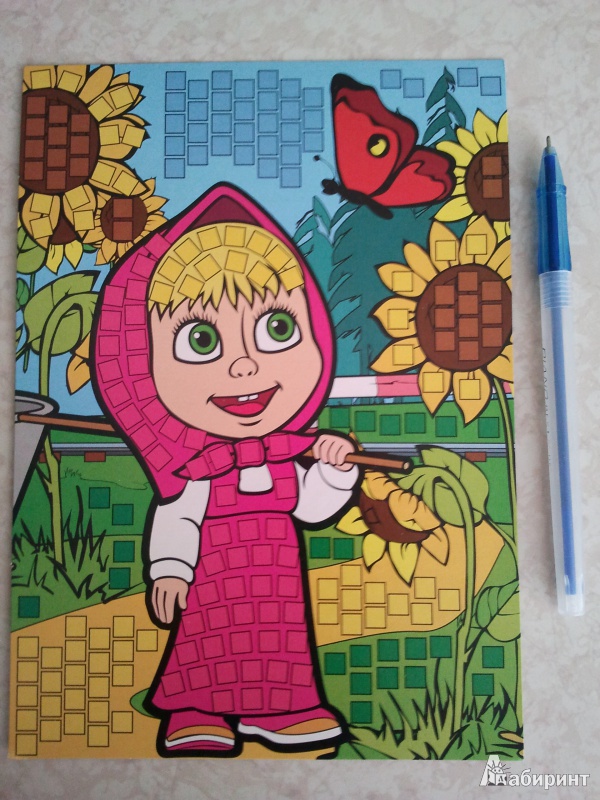 Иллюстрация 3 из 8 для Мозаика "Маша с бабочкой в подсолнухах" (0082013) | Лабиринт - игрушки. Источник: Мухидинова  Евгения Александровна