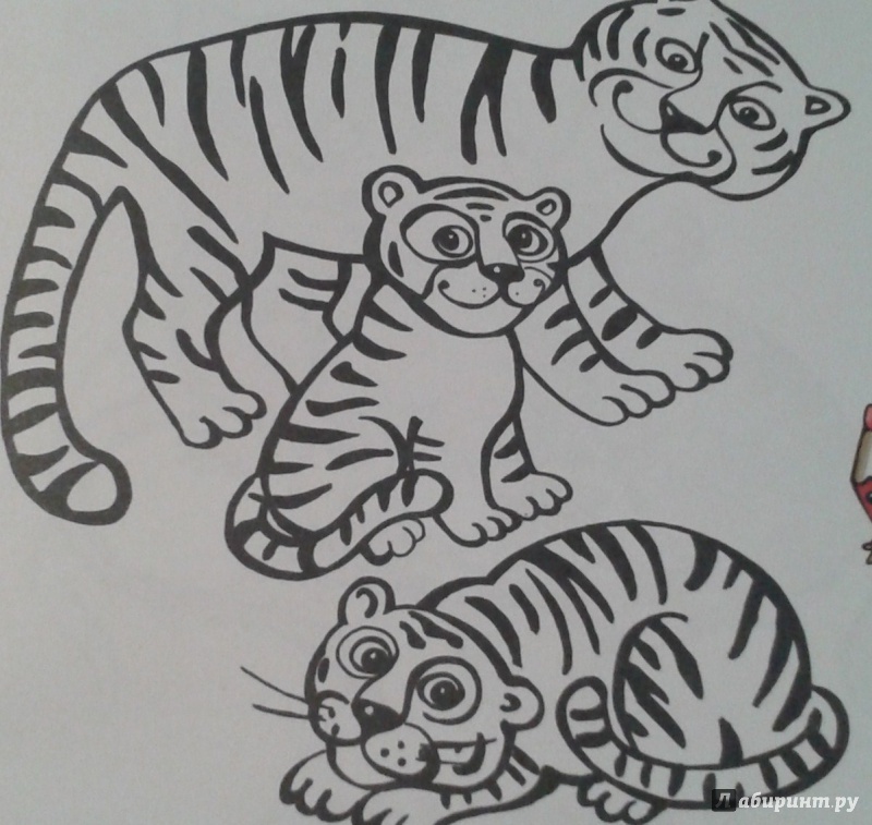 Иллюстрация 9 из 33 для Раскраска для малышей. Родители и детки. Тигрята | Лабиринт - книги. Источник: Написатель