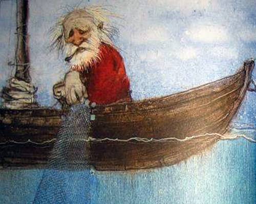 Иллюстрация 40 из 41 для Сказка о рыбаке и рыбке - Александр Пушкин | Лабиринт - книги. Источник: Сати