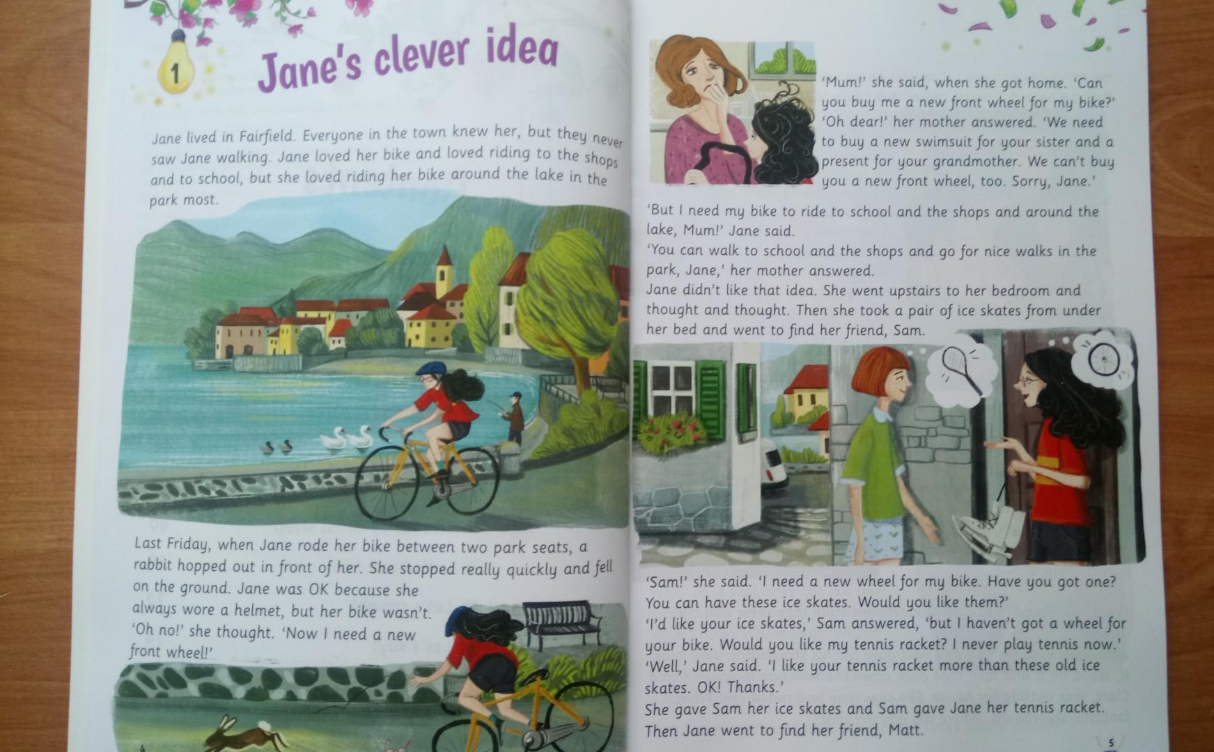 She s clever. Brilliant Bikes storyfun. Jane's Clever idea ответы. Клевер на английском языке. Английский 5 класс Jane’s Clever idea.