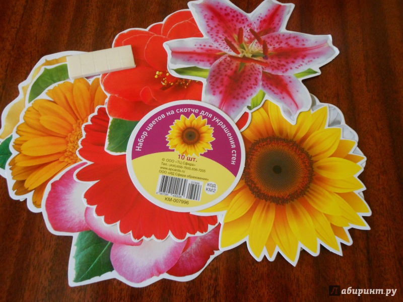 Иллюстрация 1 из 16 для Набор цветов на скотче для украшения стен (КМ-7996) | Лабиринт - сувениры. Источник: Леан