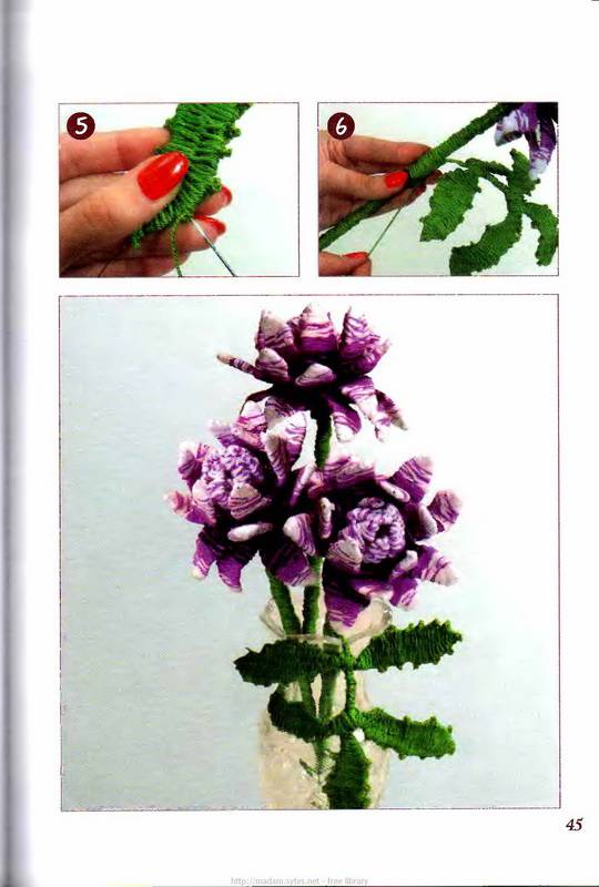 Иллюстрация 23 из 30 для Объемные цветы из шерстяных ниток. Новая техника - Жанна Шквыря | Лабиринт - книги. Источник: Ялина