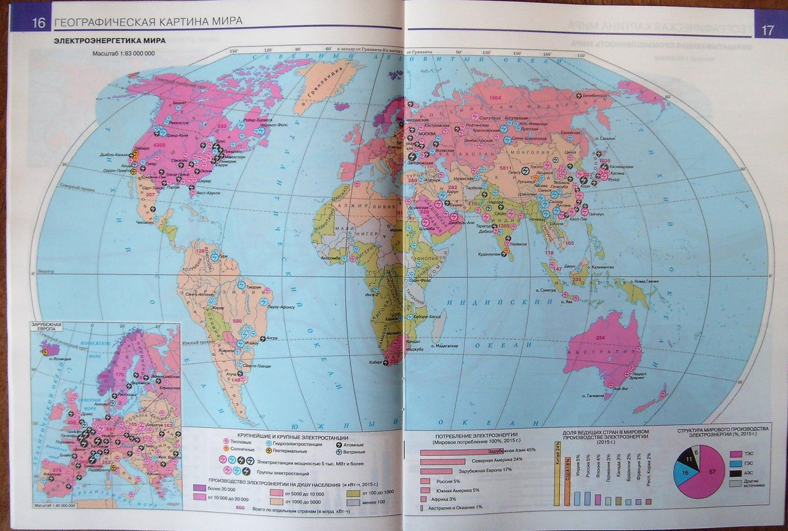 Карта мировой энергетики атлас. Атлас география 10-11 класс Дрофа.