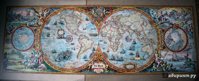 Иллюстрация 3 из 5 для Puzzle-6000 Карта полушарий, панорама | Лабиринт - игрушки. Источник: vampiroza