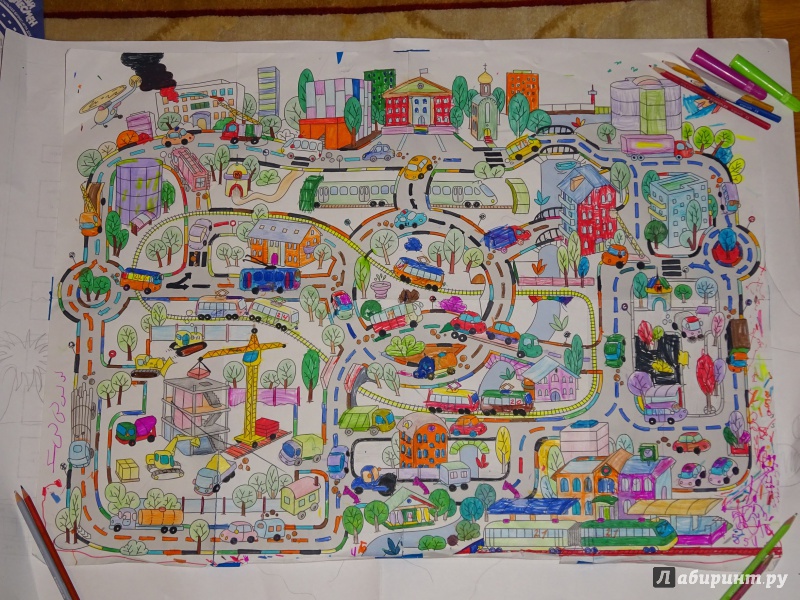 Иллюстрация 44 из 59 для Город. Раскраска-плакат | Лабиринт - книги. Источник: bunabuna350