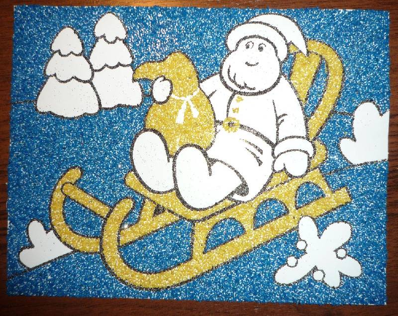 Иллюстрация 9 из 11 для Новогодняя фреска с рамкой. Песчаная картина "Дед Мороз" | Лабиринт - игрушки. Источник: Igra