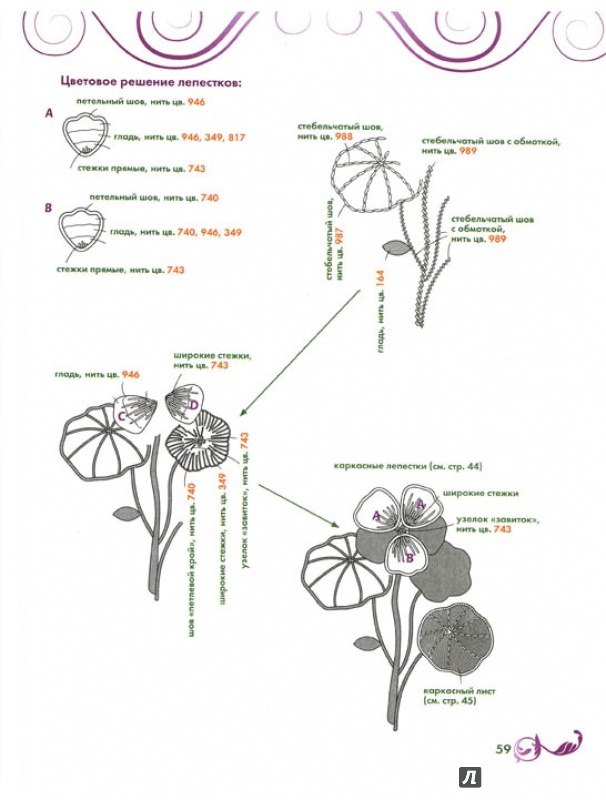 Иллюстрация 18 из 34 для Вышивка. Объемные цветы - Сашико Моримото | Лабиринт - книги. Источник: Leana