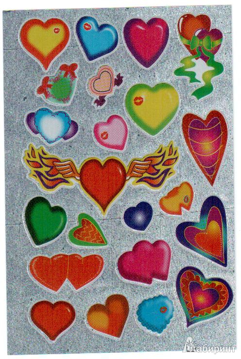 Иллюстрация 6 из 6 для Наклейки детские "Сердечки" (ZL006) | Лабиринт - игрушки. Источник: gabi