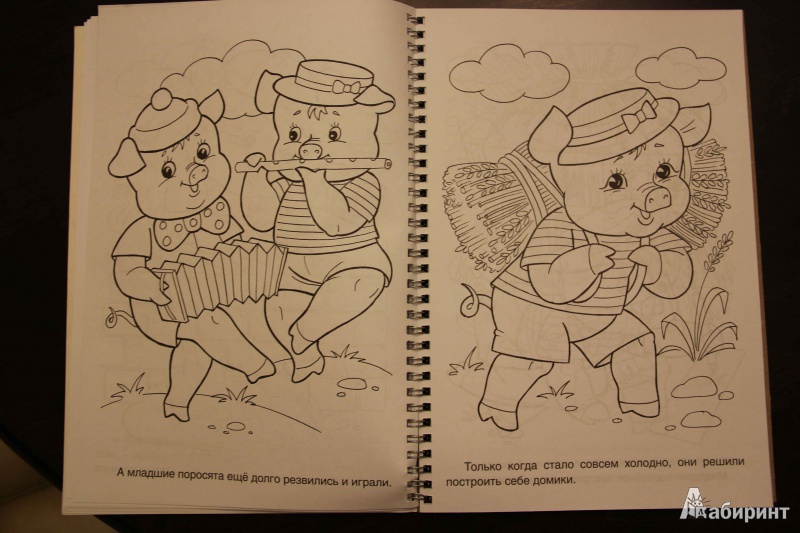 Иллюстрация 14 из 18 для 4 сказки в 1 раскраске: "Кот в сапогах. Три поросенка. Красная шапочка. Гуси-лебеди" | Лабиринт - книги. Источник: Vilvarin  Laurea
