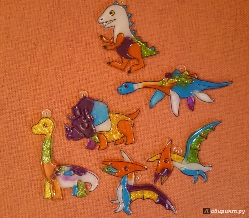 Иллюстрация 2 из 3 для Набор витражных красок с витражами "Динозавры" (22928) | Лабиринт - игрушки. Источник: Коломейцева  Наталья
