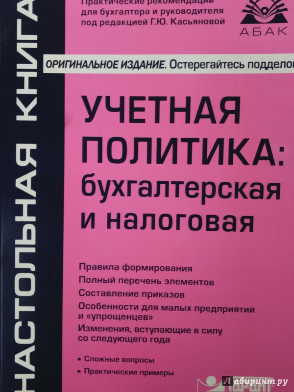 Иллюстрация 1 из 10 для Учётная политика. Бухгалтерская и налоговая - Галина Касьянова | Лабиринт - книги. Источник: Салус