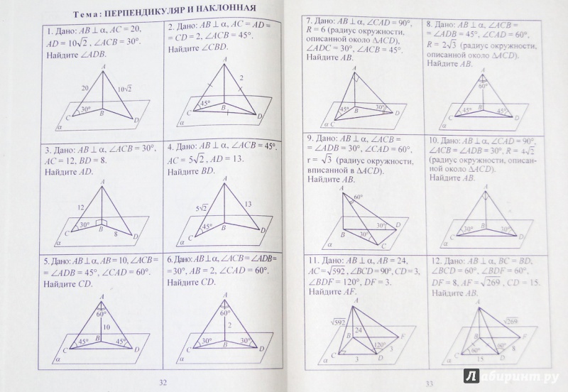 Задачи на готовых чертежах 10 класс рабинович