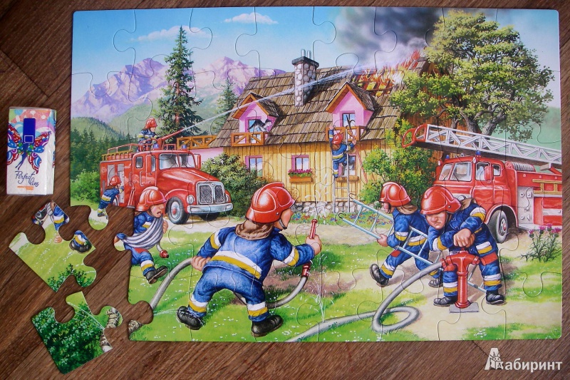 Иллюстрация 2 из 10 для Puzzle-40 MAXI "Пожарные" (В-040025) | Лабиринт - игрушки. Источник: foly