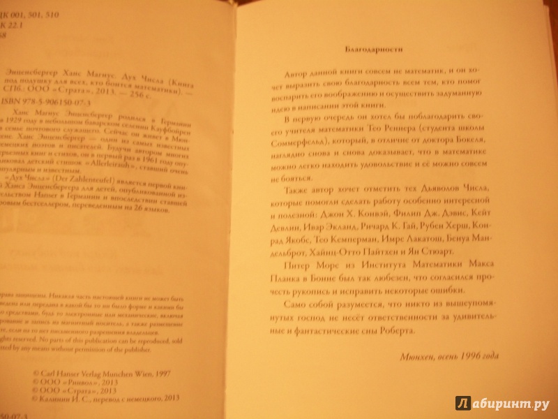 Иллюстрация 9 из 24 для Дух Числа. Книга под подушку для всех, кто боится математики - Ханс Энценсбергер | Лабиринт - книги. Источник: Елена