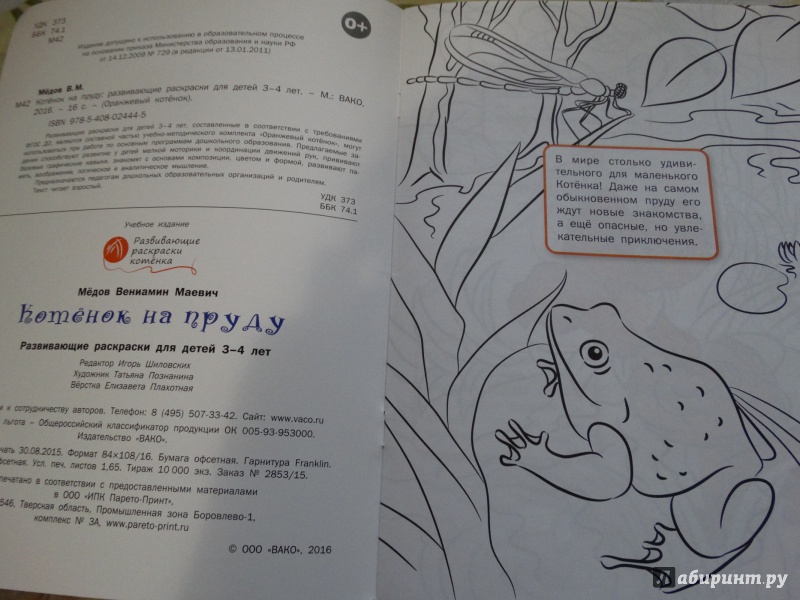 Иллюстрация 1 из 14 для Котенок на пруду: развивающие раскраски для детей 3-4 лет - Вениамин Мёдов | Лабиринт - книги. Источник: Мешкова  Наталья