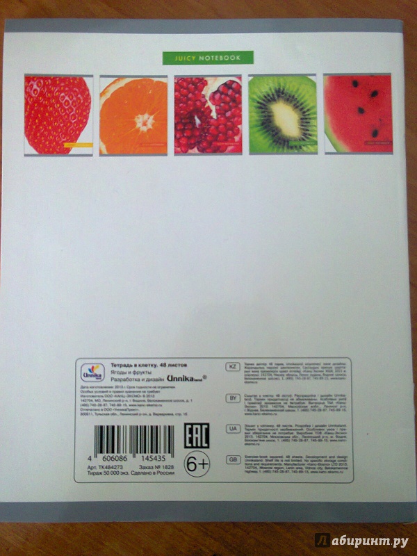 Иллюстрация 10 из 10 для Тетрадь "Ягоды и фрукты" А5, 48 листов, клетка (ТК484273) | Лабиринт - канцтовы. Источник: Sonya Summer