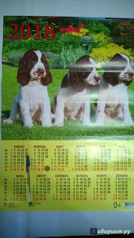 Иллюстрация 2 из 3 для 2018 Кал-рь "Год собаки. Три щенка спаниеля" (90816) | Лабиринт - сувениры. Источник: Оля-ля