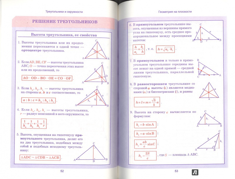 Иллюстрация 11 из 21 для Геометрия. Весь школьный курс в таблицах | Лабиринт - книги. Источник: Елена Весна