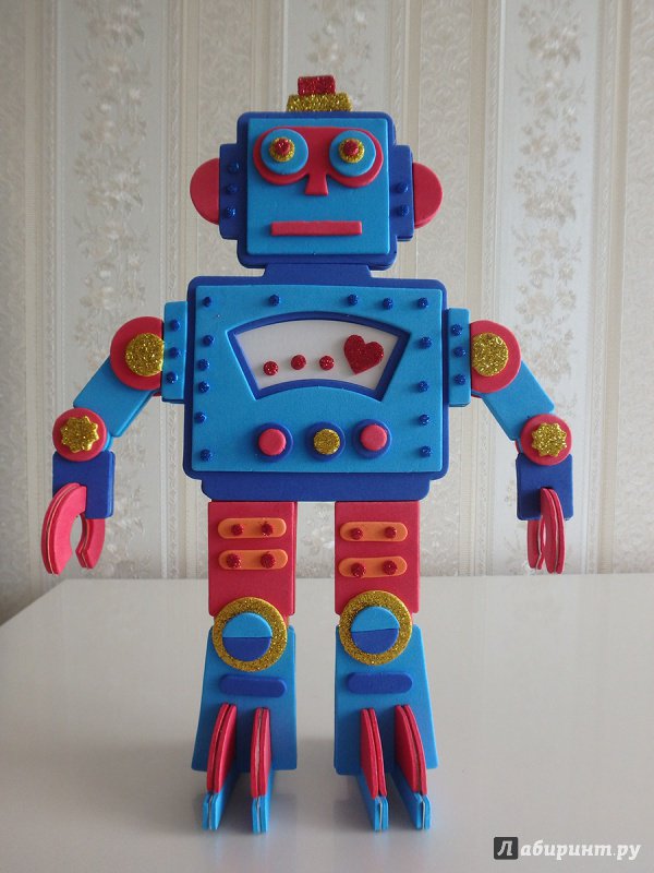 Иллюстрация 16 из 26 для Аппликация-конструктор 3D "Ретро-робот", 121 деталь (97007) | Лабиринт - игрушки. Источник: R.O.S.S.