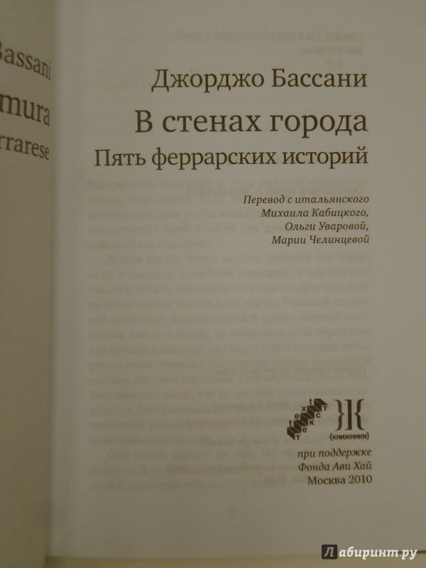 Иллюстрация 3 из 20 для В стенах города - Джорджо Бассани | Лабиринт - книги. Источник: Затерянная