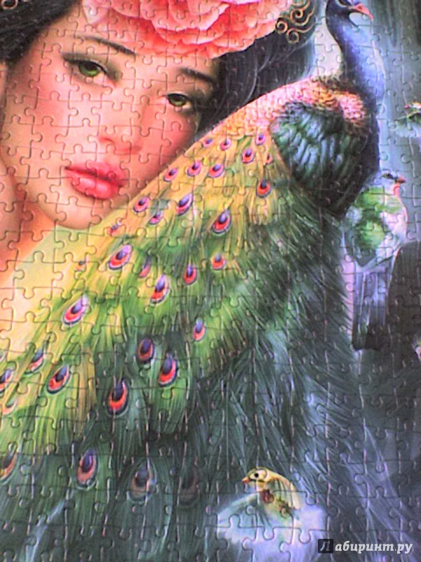 Иллюстрация 7 из 28 для Puzzle-1000 "Дама с павлином" (C-103195) | Лабиринт - игрушки. Источник: Роза с шипами
