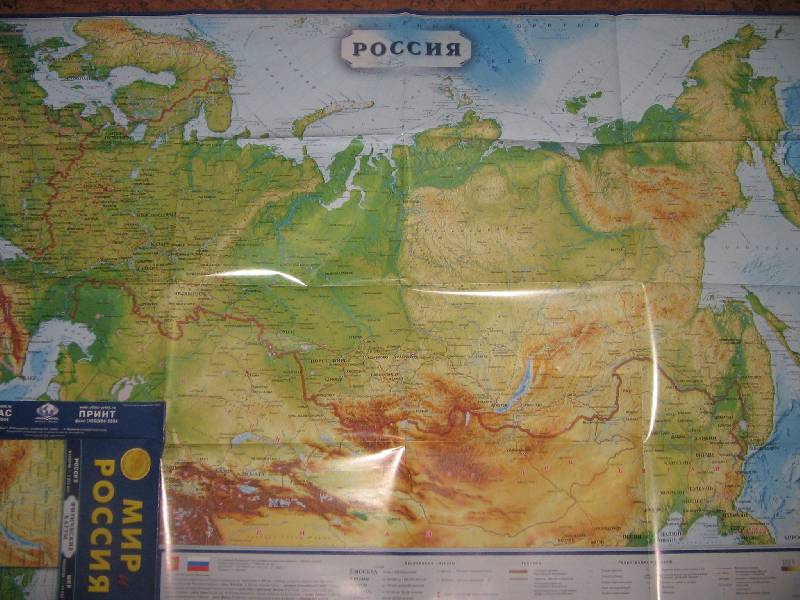 Иллюстрация 17 из 17 для Карта складная, физическая.  Мир и Россия | Лабиринт - книги. Источник: Рыженький
