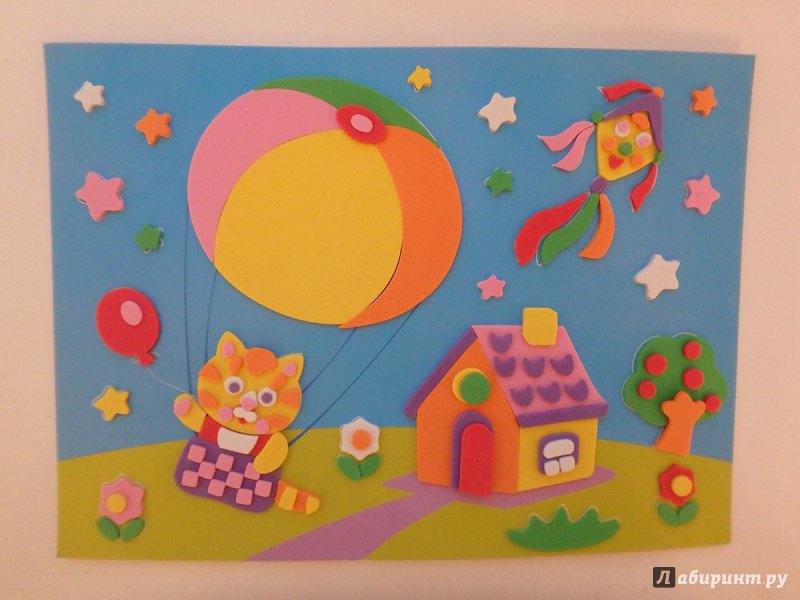Иллюстрация 6 из 9 для Мягкая картинка "Котенок на воздушном шаре" (2663) | Лабиринт - игрушки. Источник: R.O.S.S.