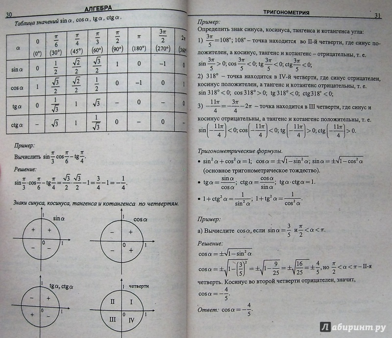 Иллюстрация 9 из 31 для Математика в таблицах и схемах | Лабиринт - книги. Источник: Соловьев  Владимир