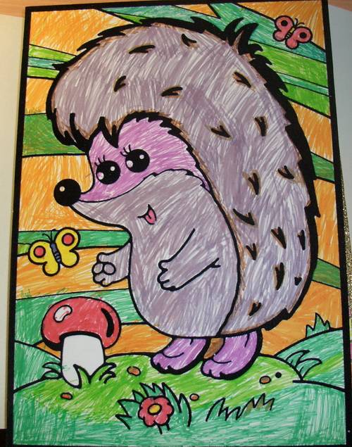 Иллюстрация 1 из 4 для Бархатная раскраска. Ежик с грибочком | Лабиринт - игрушки. Источник: Любовь