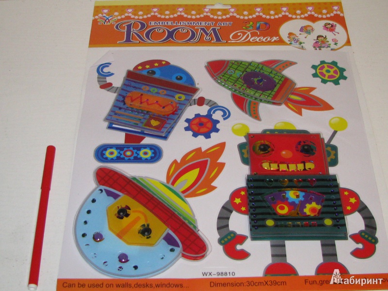 Иллюстрация 2 из 4 для Наклейки декоративные самоклеящиеся 3D (31828) | Лабиринт - игрушки. Источник: Tulpu