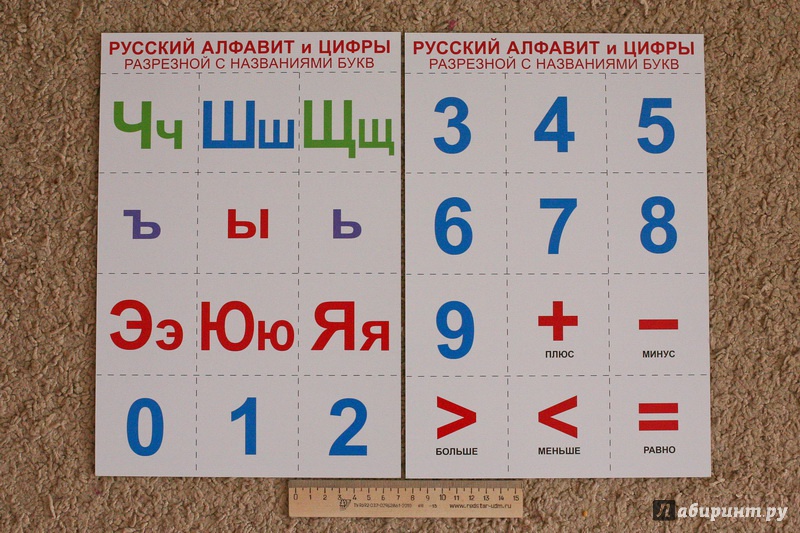 Иллюстрация 4 из 13 для Русский алфавит и цифры (разрезной с названиями букв) | Лабиринт - книги. Источник: дважды