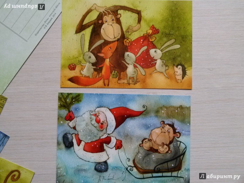 Иллюстрация 18 из 22 для Новогодние картинки. Набор из 12 открыток | Лабиринт - сувениры. Источник: Гаврилова  Наталья Сергеевна