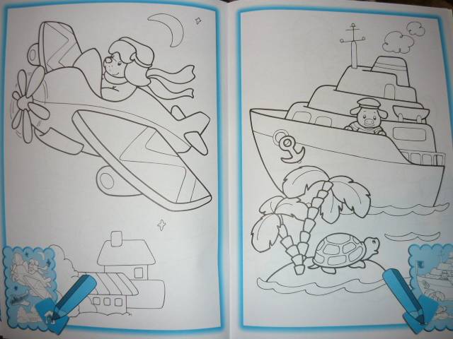 Иллюстрация 5 из 19 для Раскраска с трафаретами. Поехали, поплыли, полетели | Лабиринт - книги. Источник: Ромашка:-)