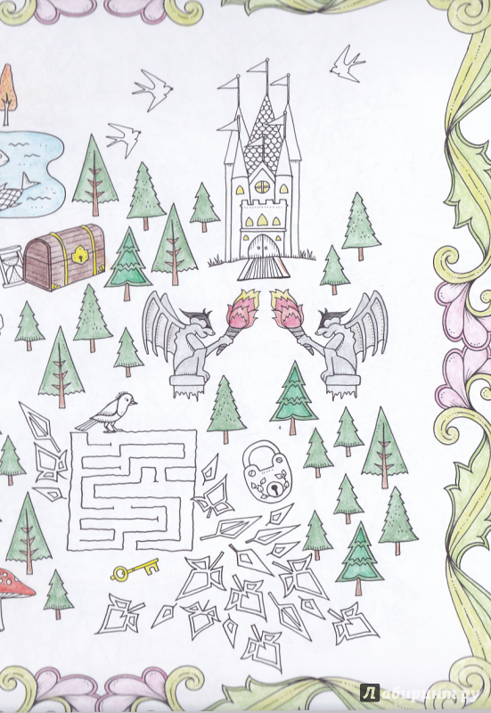 Иллюстрация 63 из 199 для Зачарованный лес. Книга для творчества и вдохновения - Джоанна Бэсфорд | Лабиринт - книги. Источник: Лабиринт