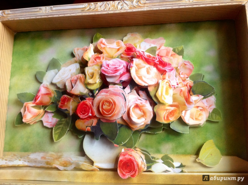 Иллюстрация 2 из 2 для 3D-аппликация. Любимый букет, розы | Лабиринт - игрушки. Источник: Зеленкова  Елена