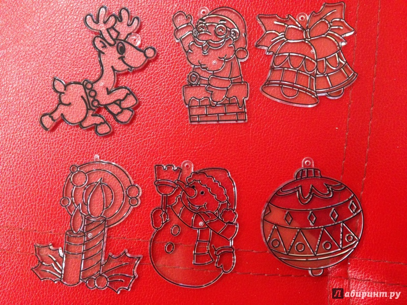 Иллюстрация 6 из 9 для Набор мини-витражей "Дед Мороз" (6 штук) (23870) | Лабиринт - игрушки. Источник: М.  Наташа
