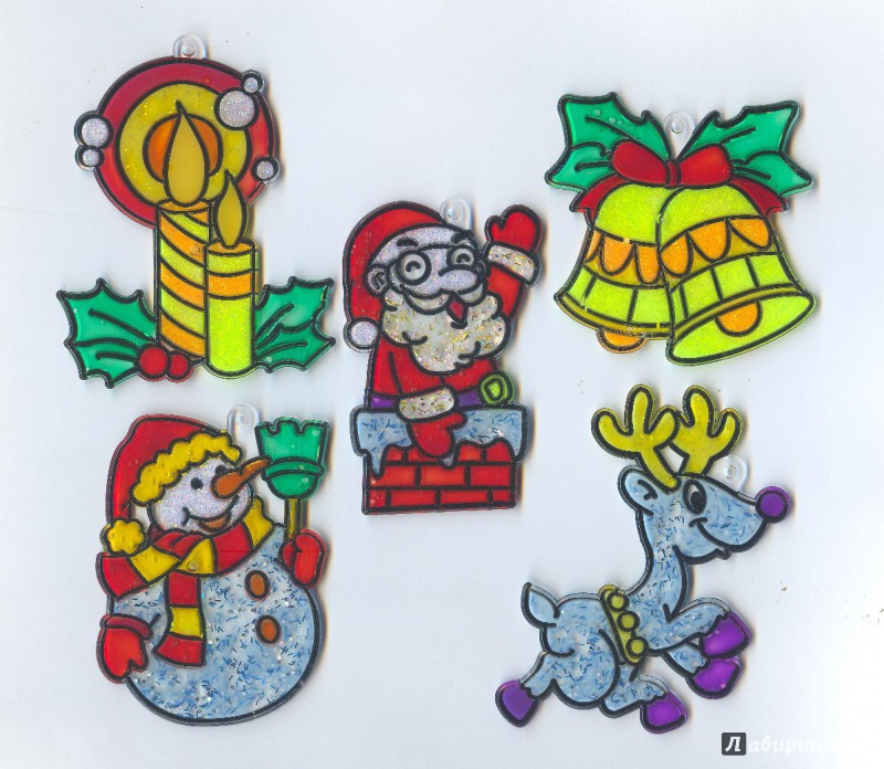 Иллюстрация 4 из 9 для Набор мини-витражей "Дед Мороз" (6 штук) (23870) | Лабиринт - игрушки. Источник: Яровая Ирина