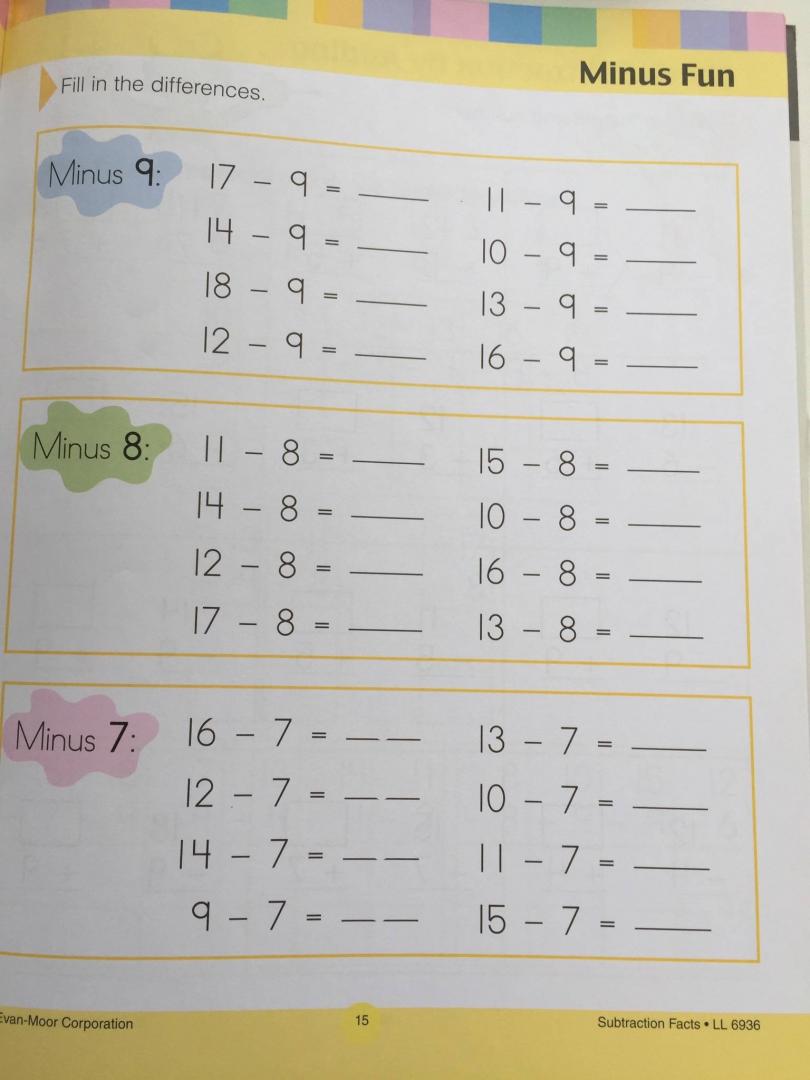Иллюстрация 17 из 17 для The Learning Line Workbook. Subtraction Facts, Grades 1-2 | Лабиринт - книги. Источник: u_p